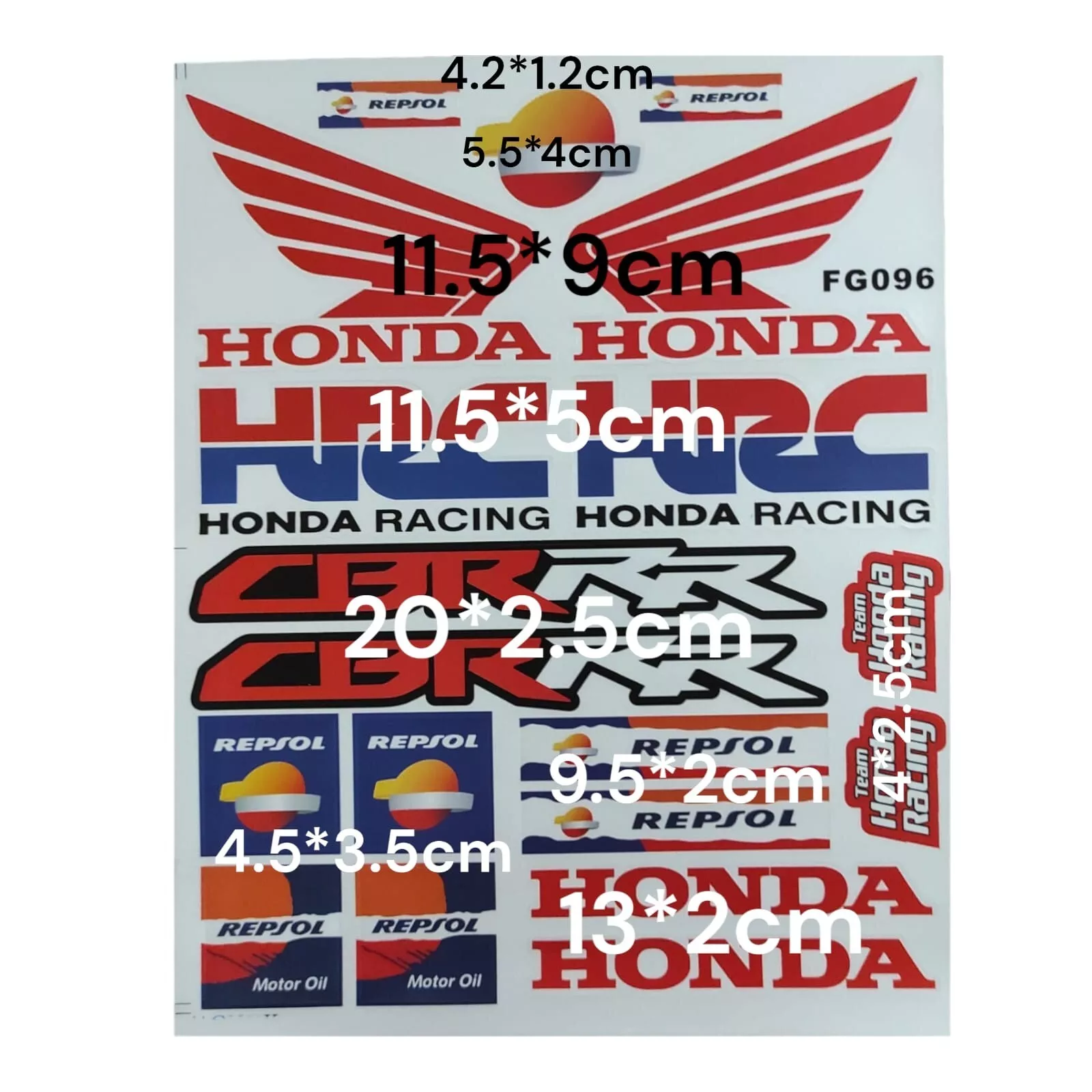kit 19 ADESIVI MOTO SERBATOIO HONDA STICKER DECALCOMANIA SPONSOR IN PVC