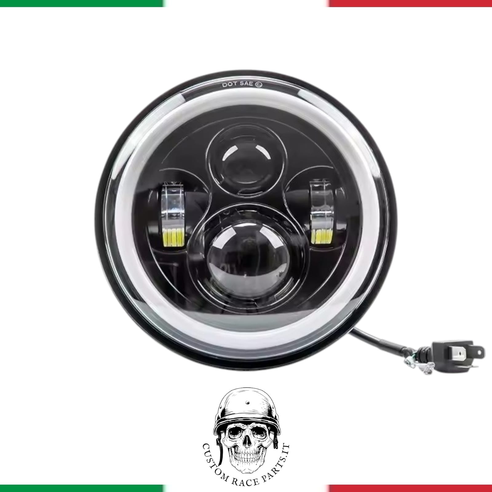 🇮🇹 faro full led angel eyes omologato moto 7'' scrambler choppers cafe racer