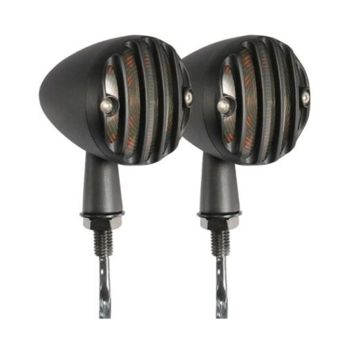 FRECCE LED MOTO IN ALLUMINIO NERO OPACO HARLEY CUSTOM CAFE RACER SPECIAL