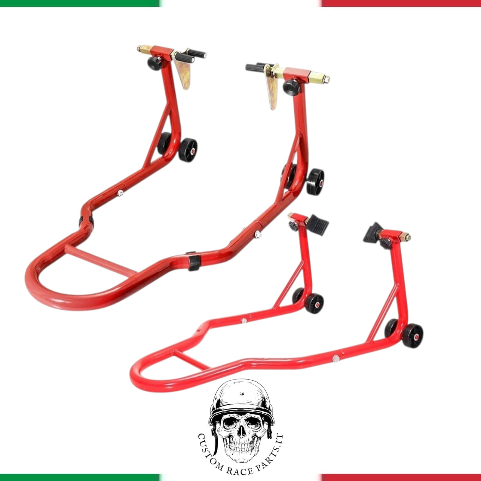 Cavalletto Moto Universale CRP Anteriore Cono O Posteriore Forchetta 450 kg ROSSO