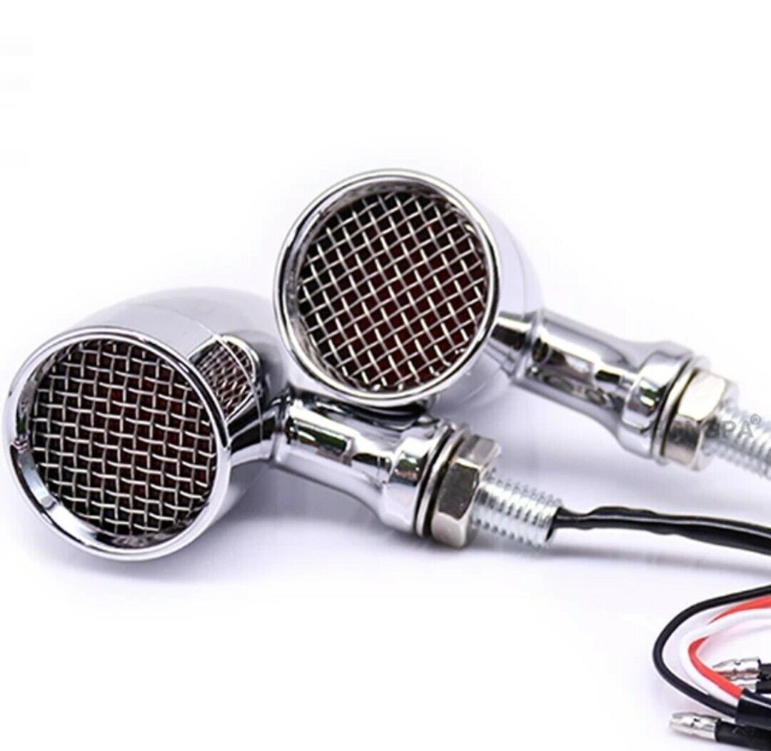 FRECCE LED MOTO IN ALLUMINIO CROMATE HARLEY CUSTOM CAFE RACER SPECIAL