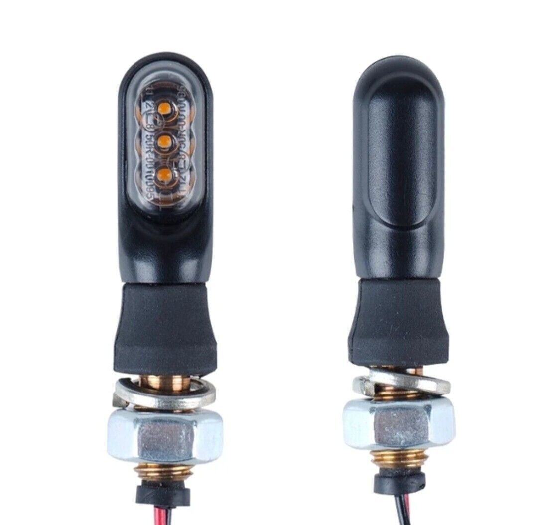 KIT 2 MINI FRECCE INDICATORI LED MOTO HARLEY CUSTOM CAFE RACER OMOLOGATE