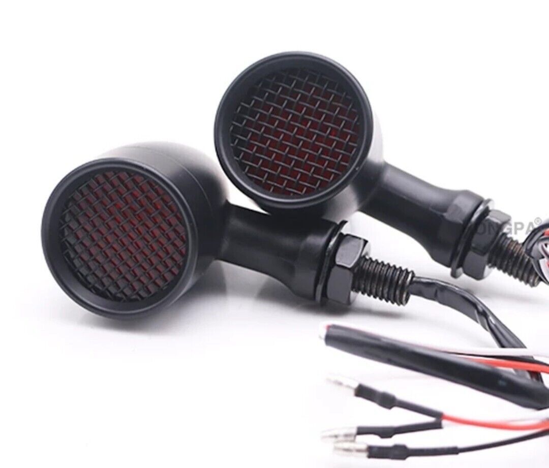 FRECCE LED MOTO IN ALLUMINIO NERO OPACO HARLEY CUSTOM CAFE RACER SPECIAL