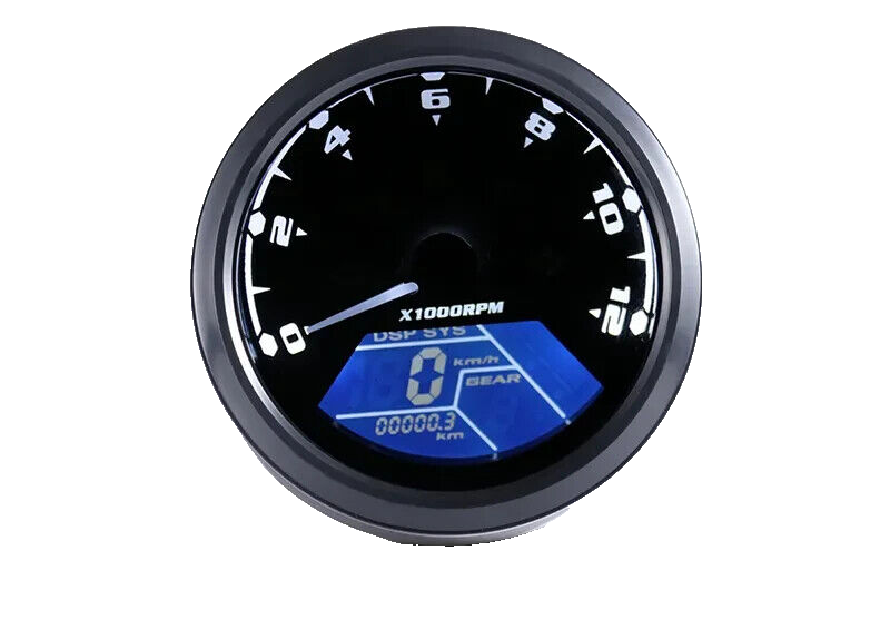 Tachimetro conta km chilometri con spie moto cafe racer custom bobber nero