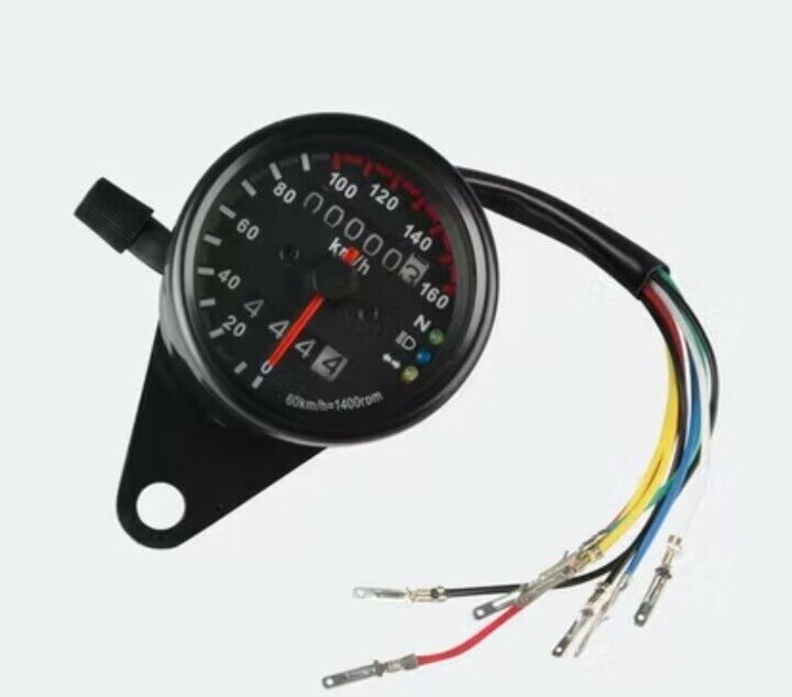 Tachimetro conta km chilometri con spie moto cafe racer custom bobber nero