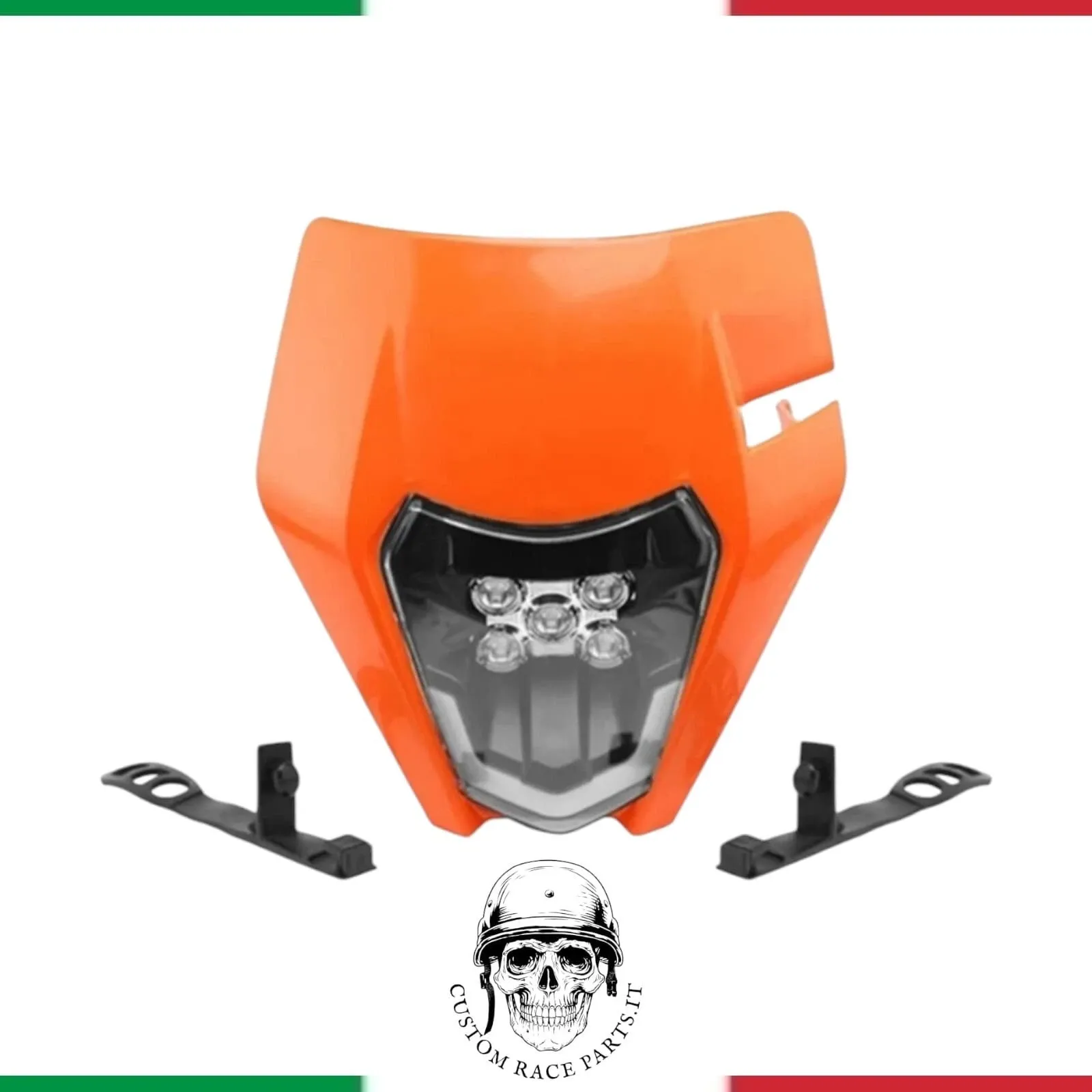 Faro LED Maschera Universale Moto Enduro Cross KTM Husqvarna DRZ WR YZ ARANCIONE