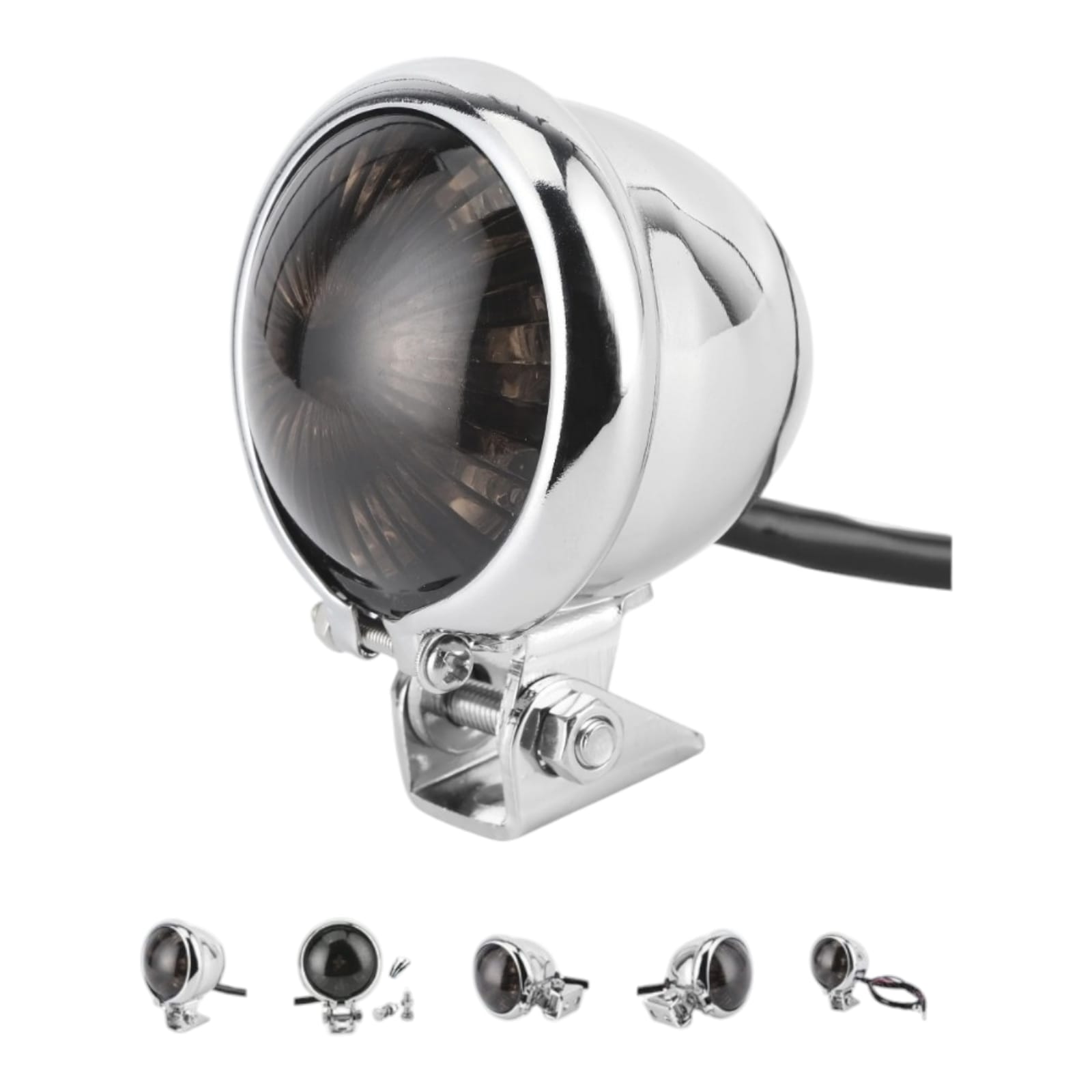 Stop Faro Moto cromato fumè cafè Racer Scrambler Custom