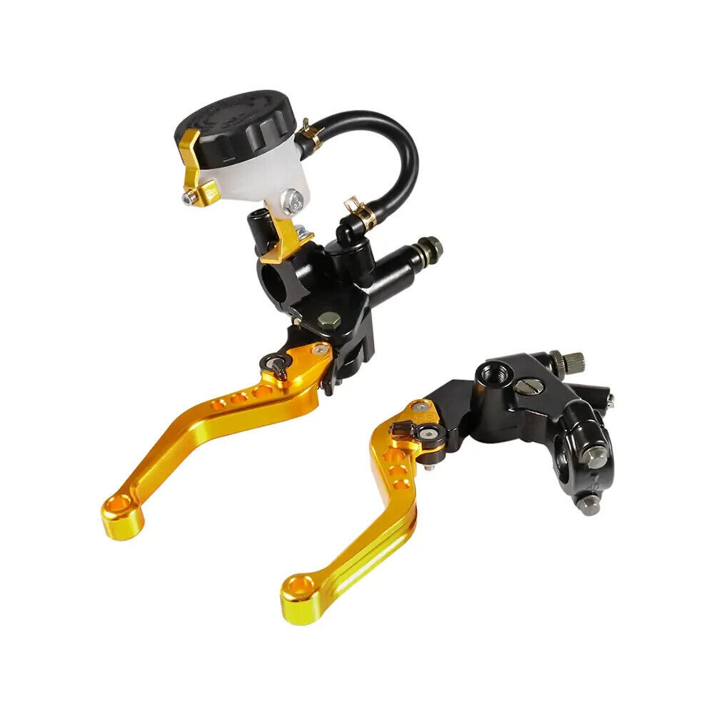 🇮🇹 KIT COPPIA LEVA FRIZIONE POMPA FRENO MOTO UNIVERSALE CAFE RACER CUSTOM ORO