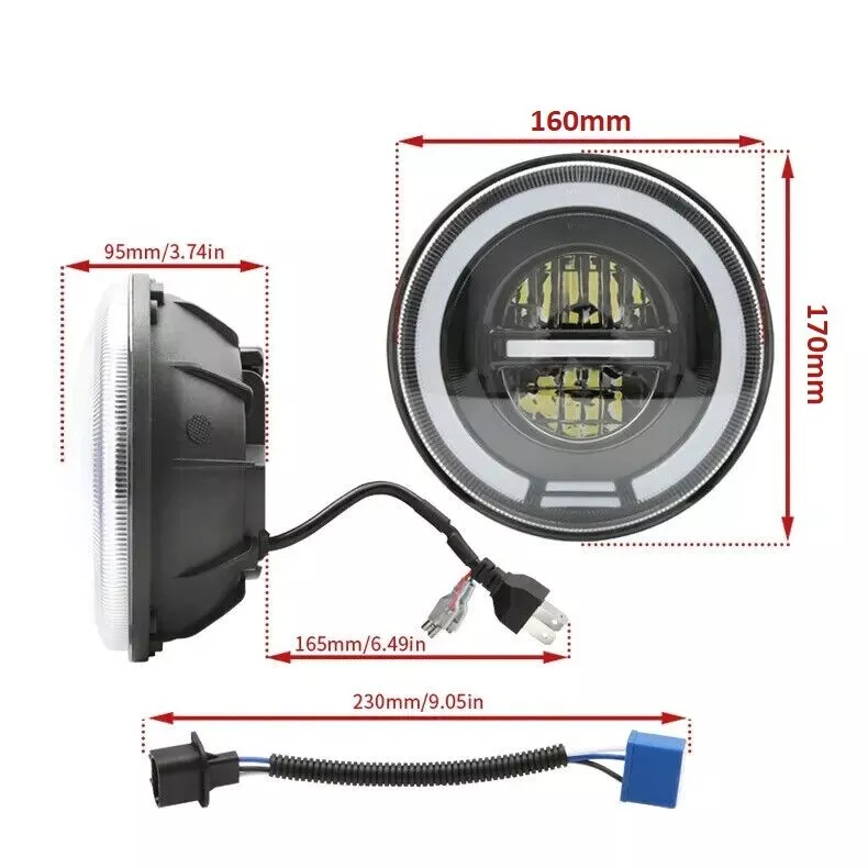 🇮🇹 faro full led angel eyes omologato moto 7'' scrambler choppers cafe racer