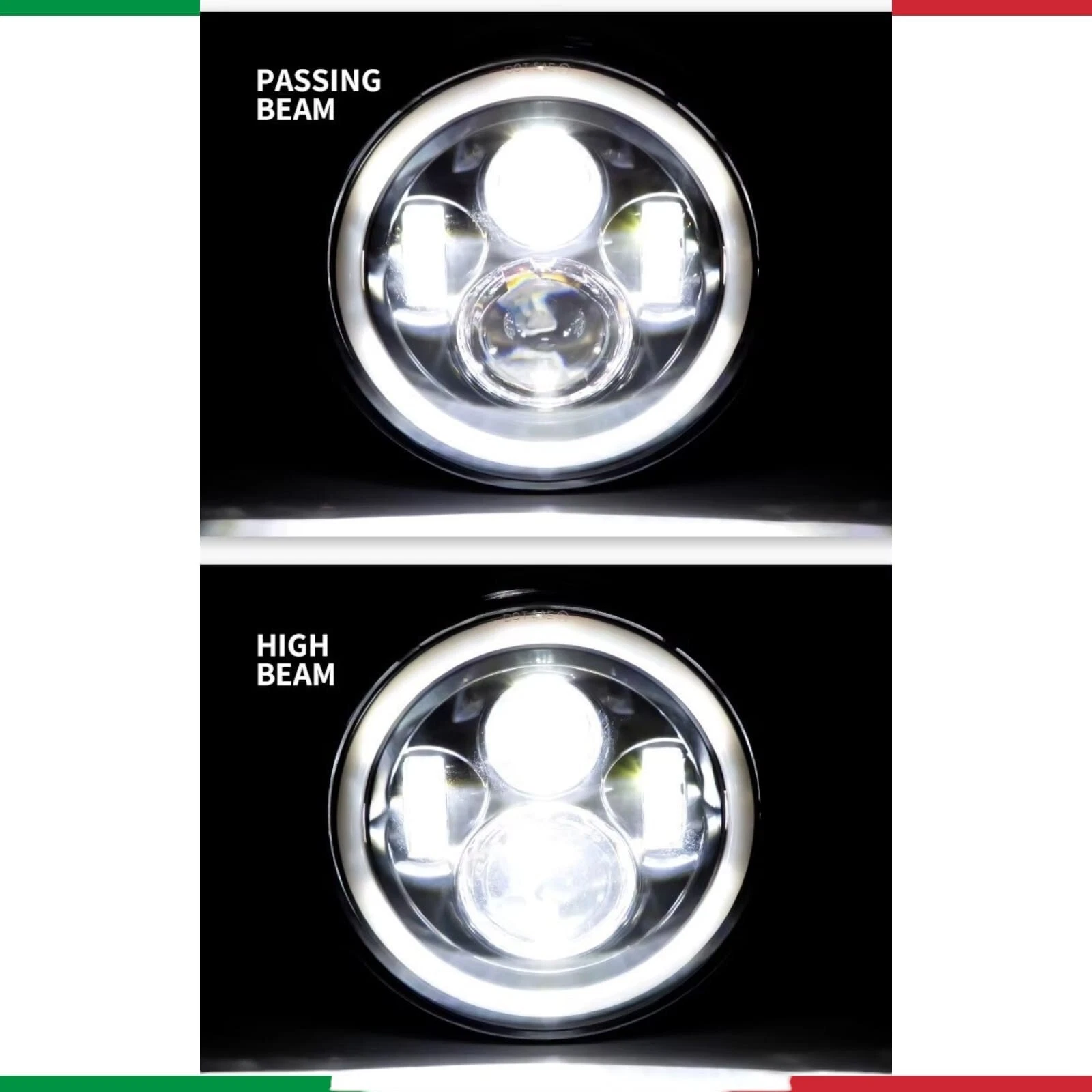 🇮🇹 faro full led angel eyes omologato moto 7'' scrambler choppers cafe racer