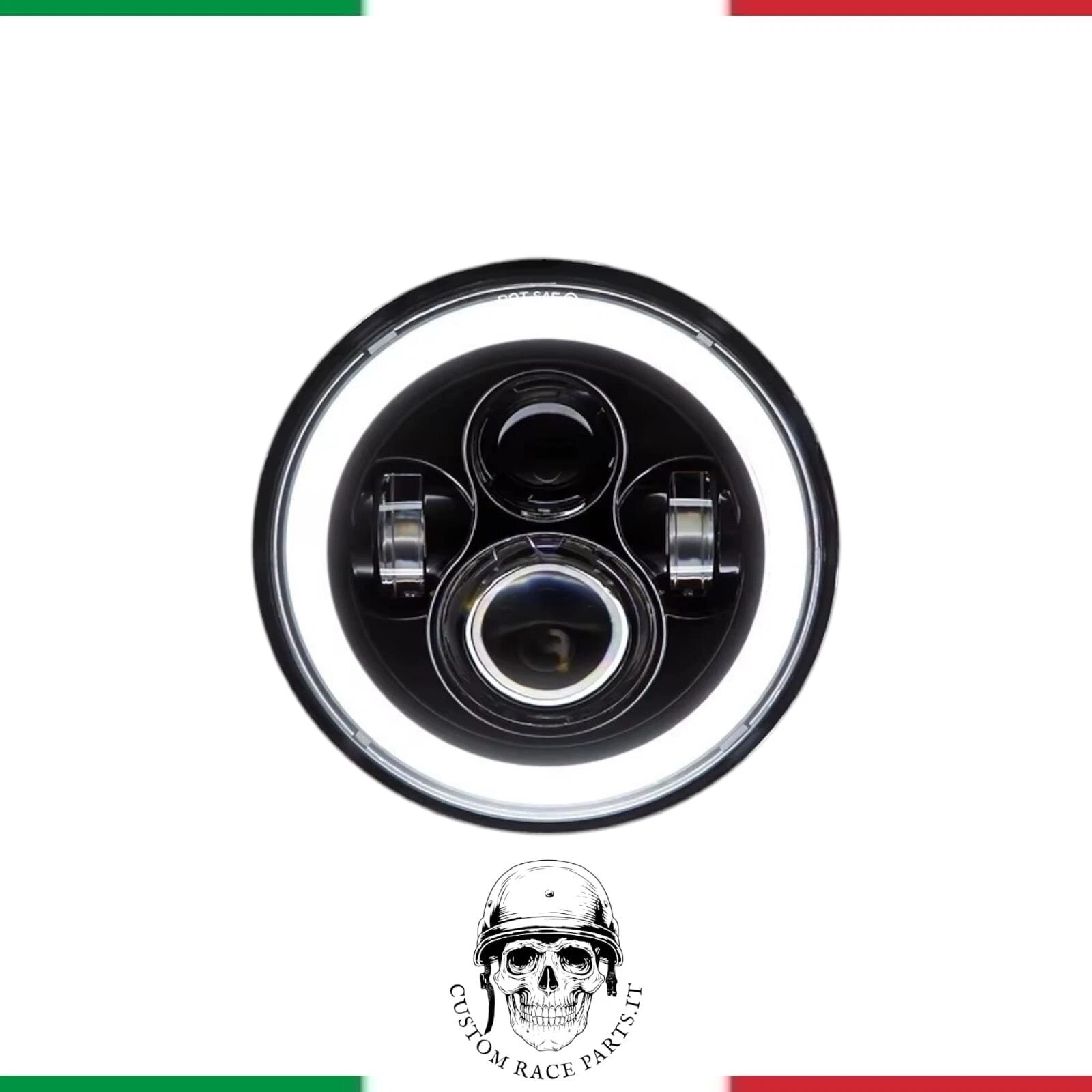 🇮🇹 faro full led angel eyes omologato moto 7'' scrambler choppers cafe racer