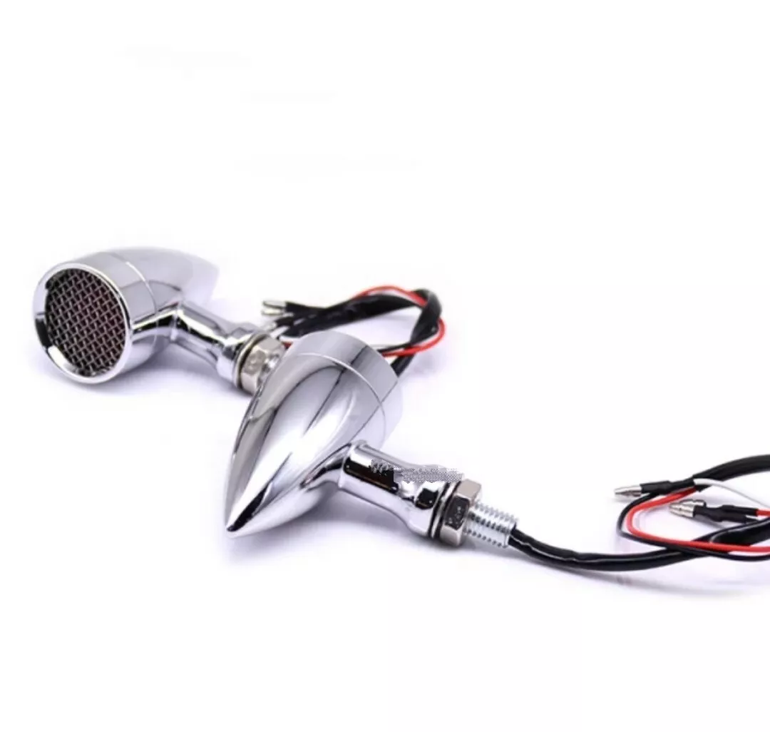 FRECCE LED MOTO IN ALLUMINIO CROMATE HARLEY CUSTOM CAFE RACER SPECIAL