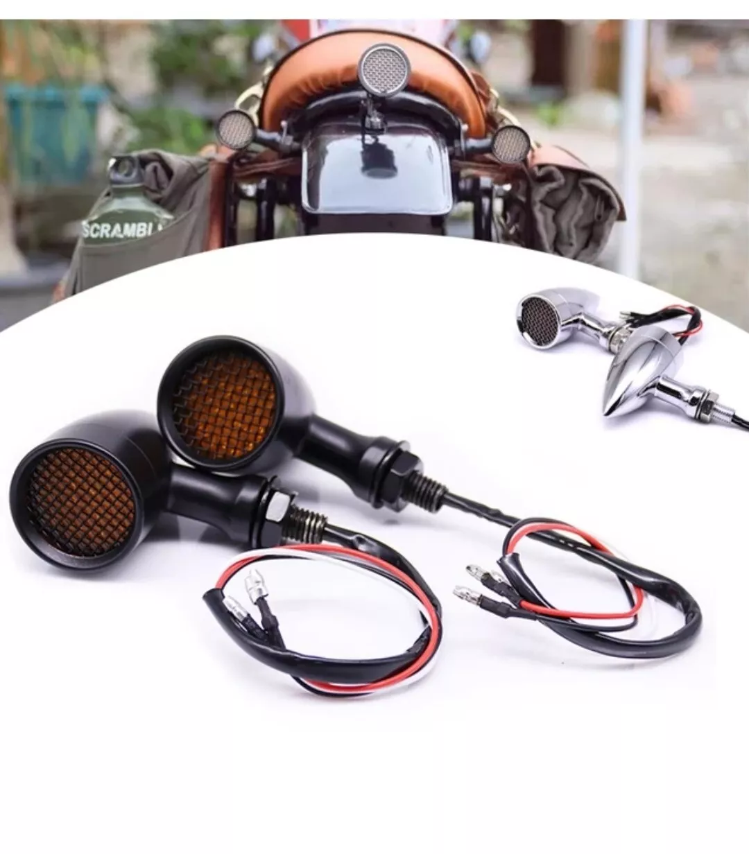 FRECCE LED MOTO IN ALLUMINIO NERO OPACO HARLEY CUSTOM CAFE RACER SPECIAL