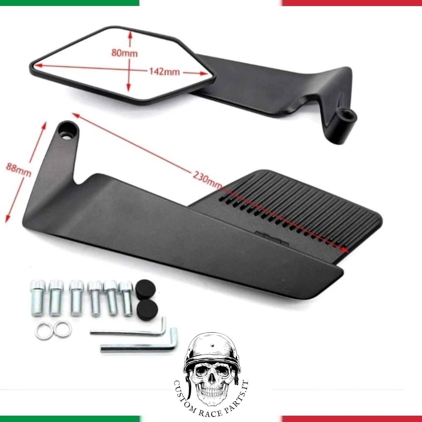 kit specchietti moto ali wing aerodinamici cnc nero universali moto