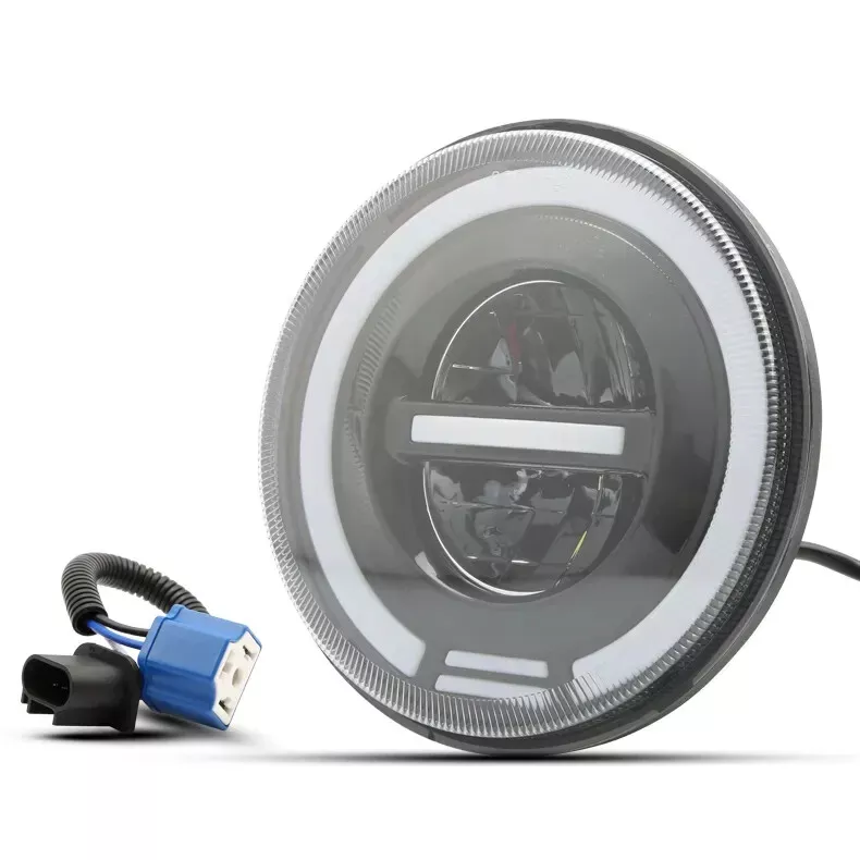 🇮🇹 faro full led angel eyes omologato moto 7'' scrambler choppers cafe racer