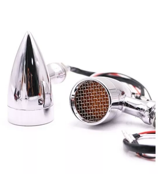 FRECCE LED MOTO IN ALLUMINIO CROMATE HARLEY CUSTOM CAFE RACER SPECIAL