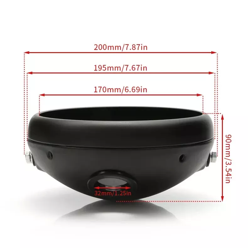 🇮🇹 COVER ALLOGIAMENTO FARO MOTO 7 POLLICI NERO OPACO LED Fanale Anteriore