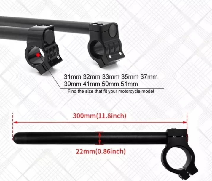 🇮🇹 Kit SEMI MANUBRI RACING 48 mm  ACCIAIO NERO MOTO CAFÈ RACER CUSTOM