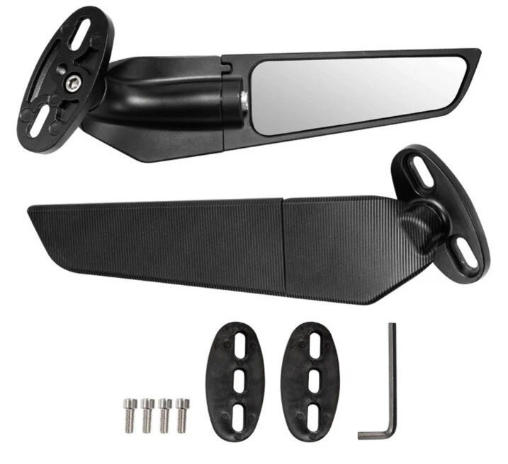 kit specchietti moto ali wing aerodinamici cnc nero universali moto