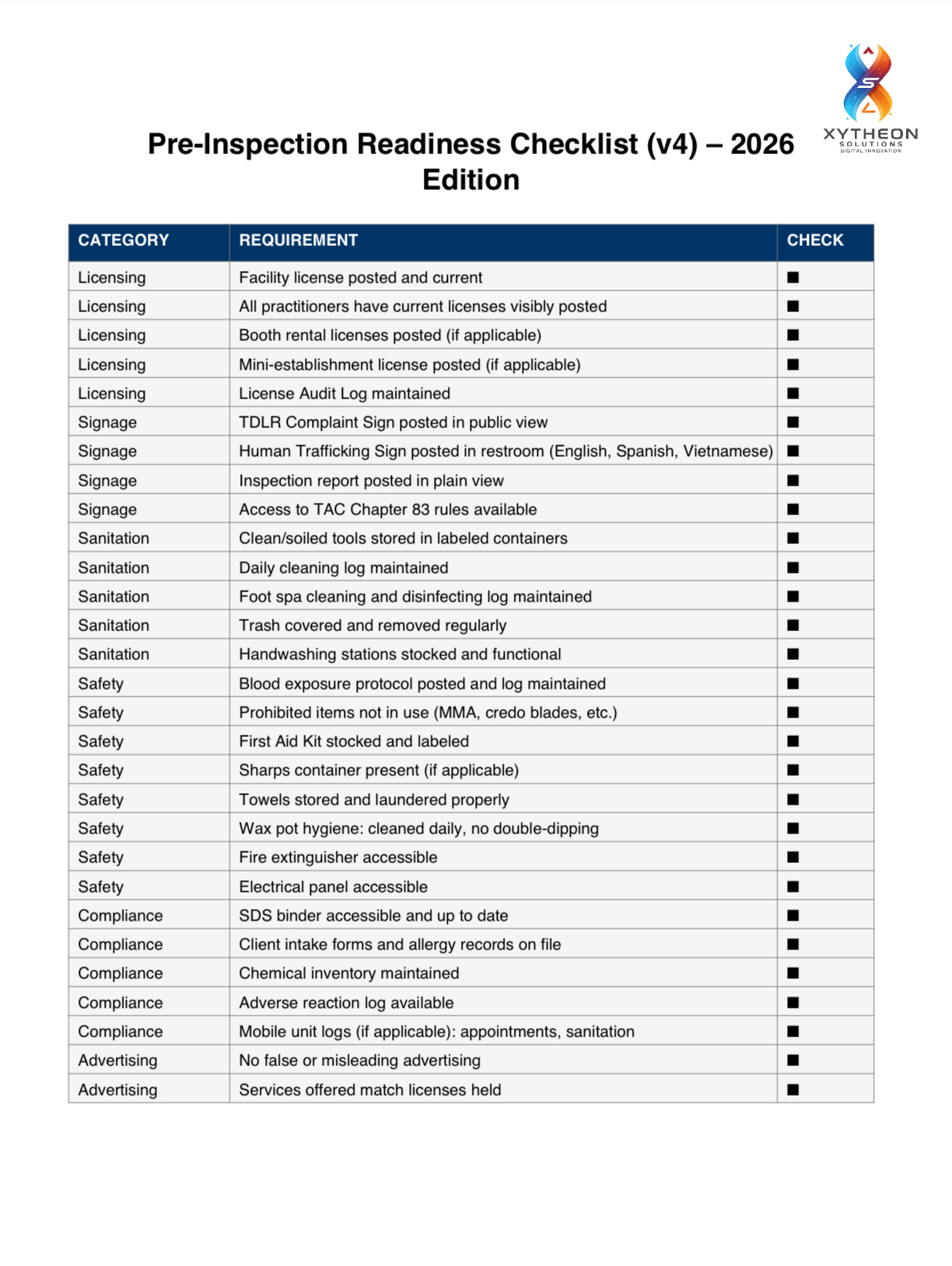 Texas Salon Pre-Inspection Checklist (Free Download)