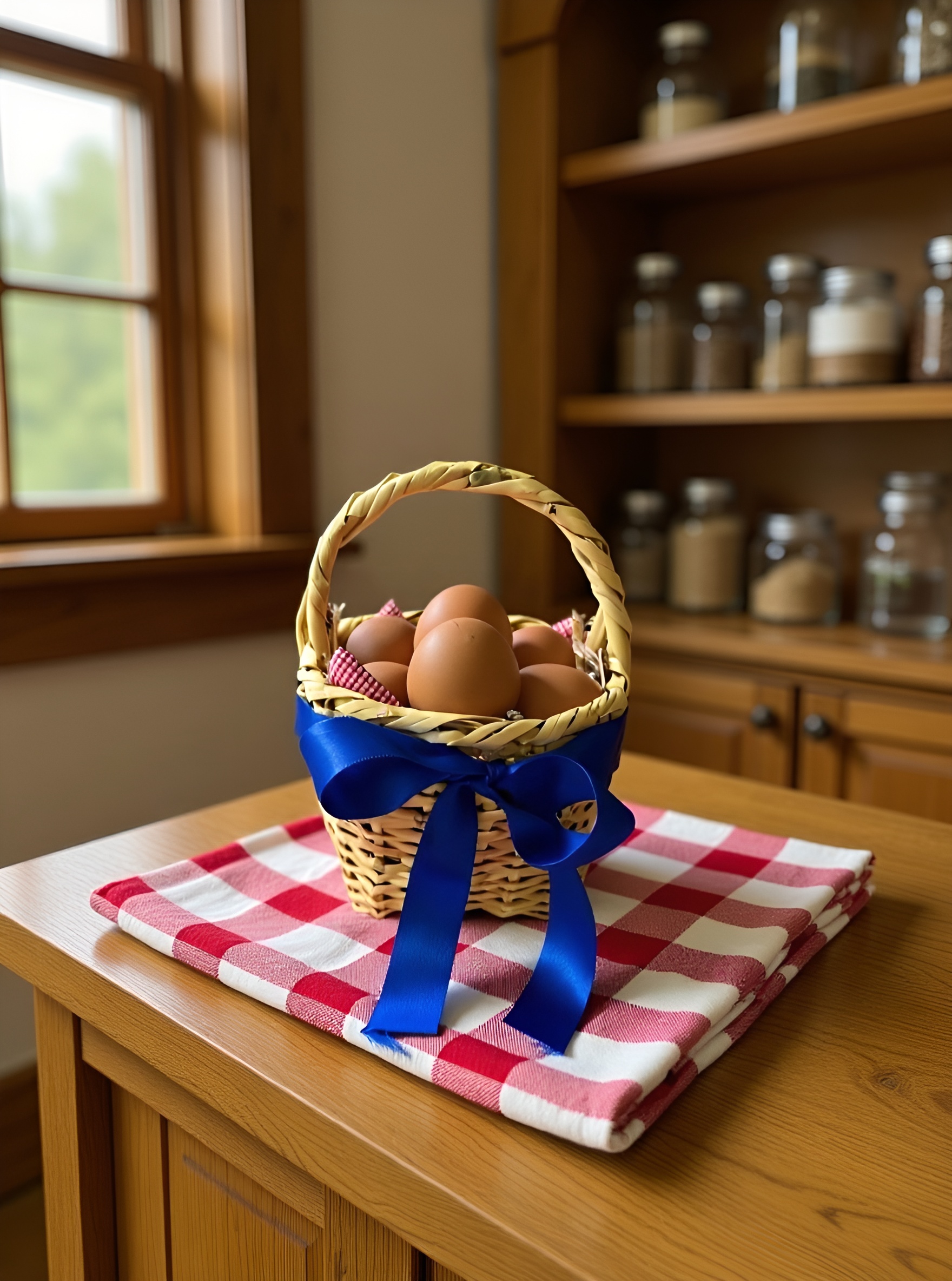 Canasta Huevera Artesanal de Chusque con Asa