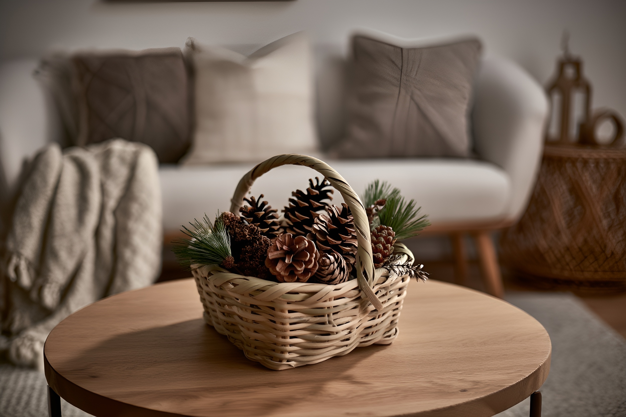 Canasto Artesanal de Chusque con Asa