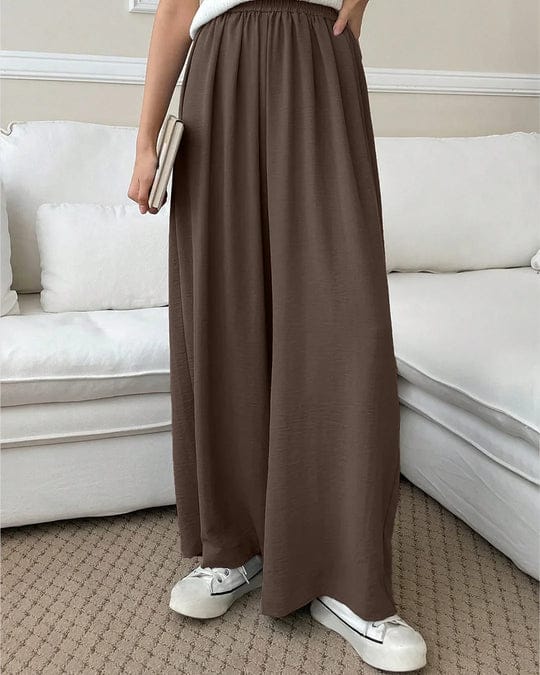 Brown Wide-Leg Maxi Skirt