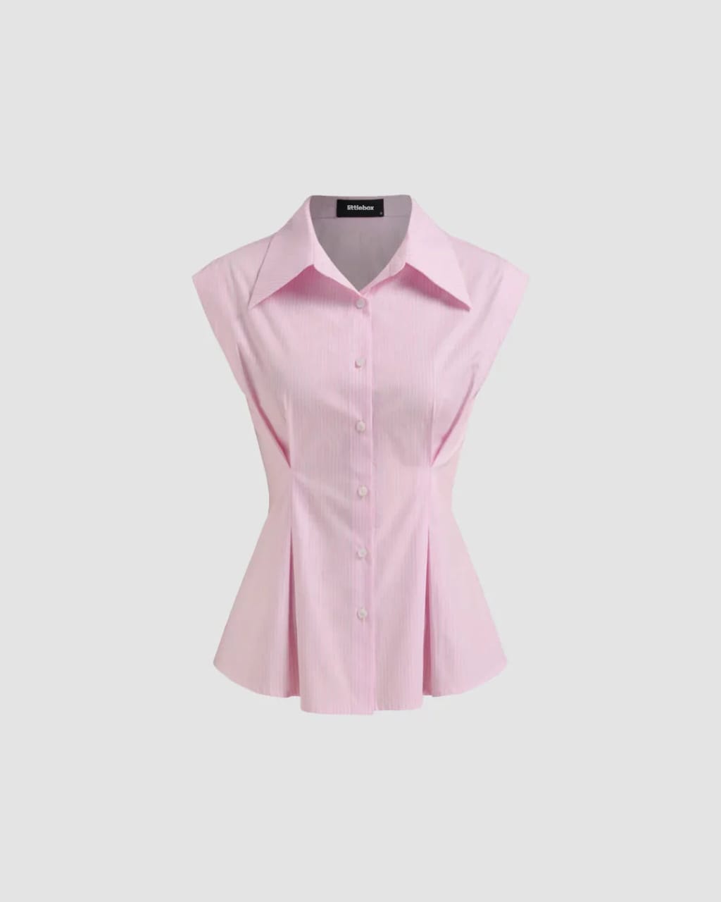 Sleeveless Pink Button-Down Blouse