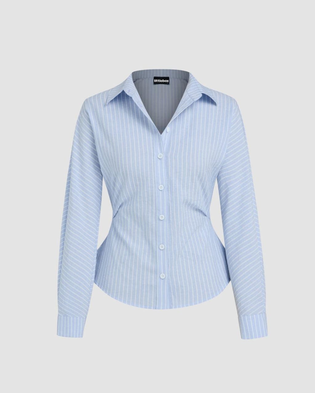 Women's Blue Striped Button-Up Shirt