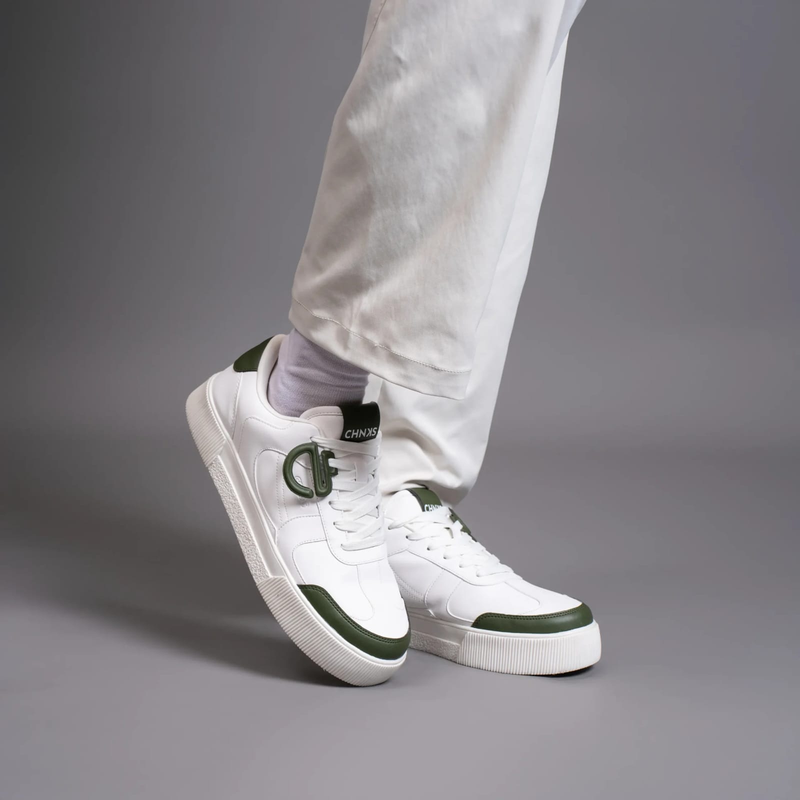 White and Green Sneakers
