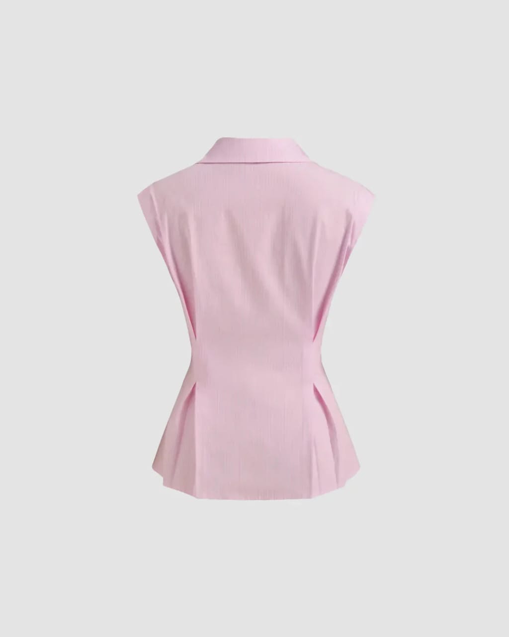 Sleeveless Pink Button-Down Blouse