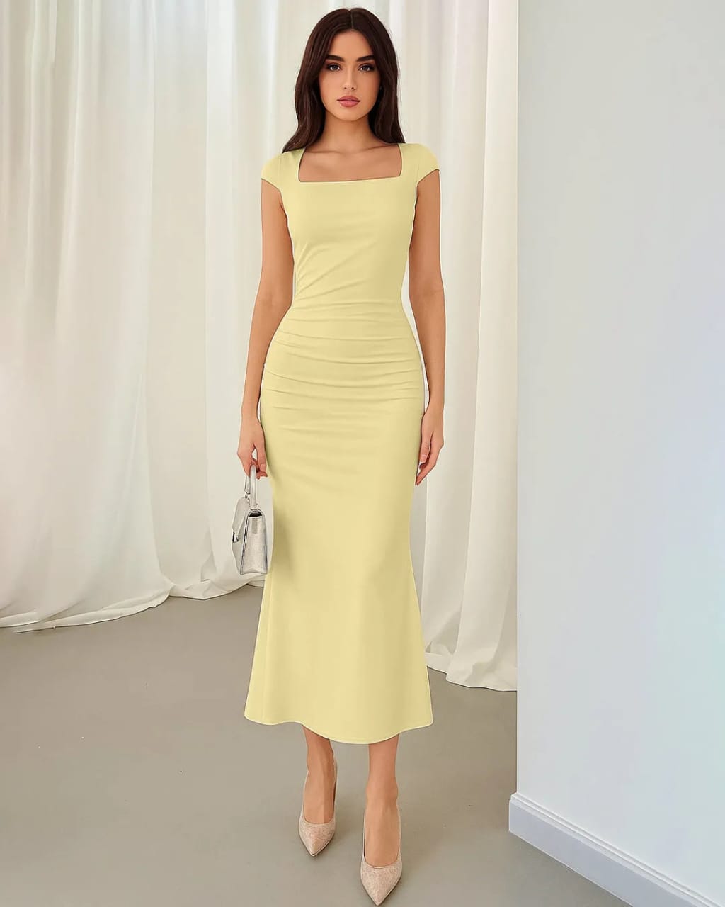 Elegant Yellow Midi Dress