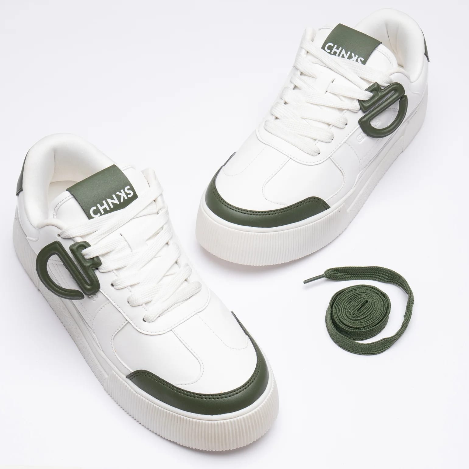 White and Green Sneakers