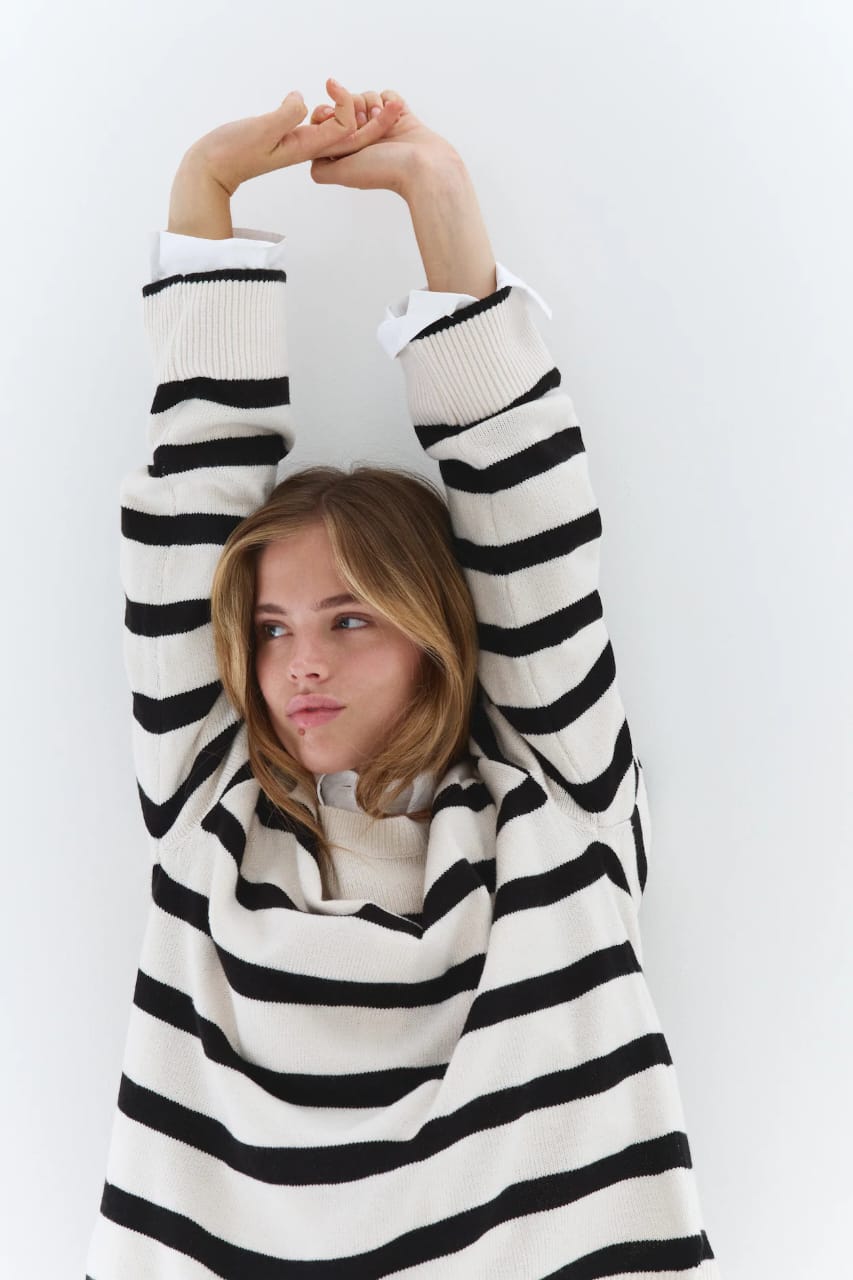 Black and White Striped Sweater