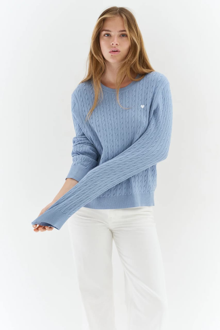 Light Blue Cable Knit Sweater