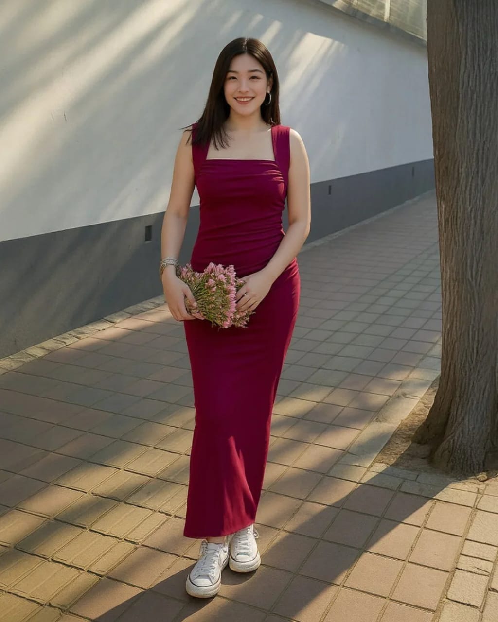 Sleeveless Burgundy Bodycon Dress