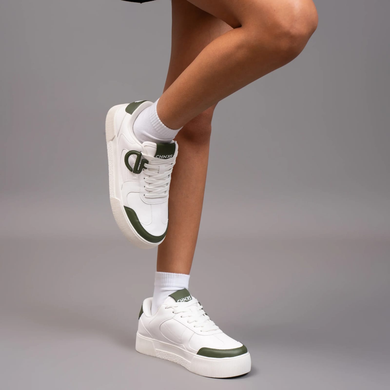 White and Green Sneakers