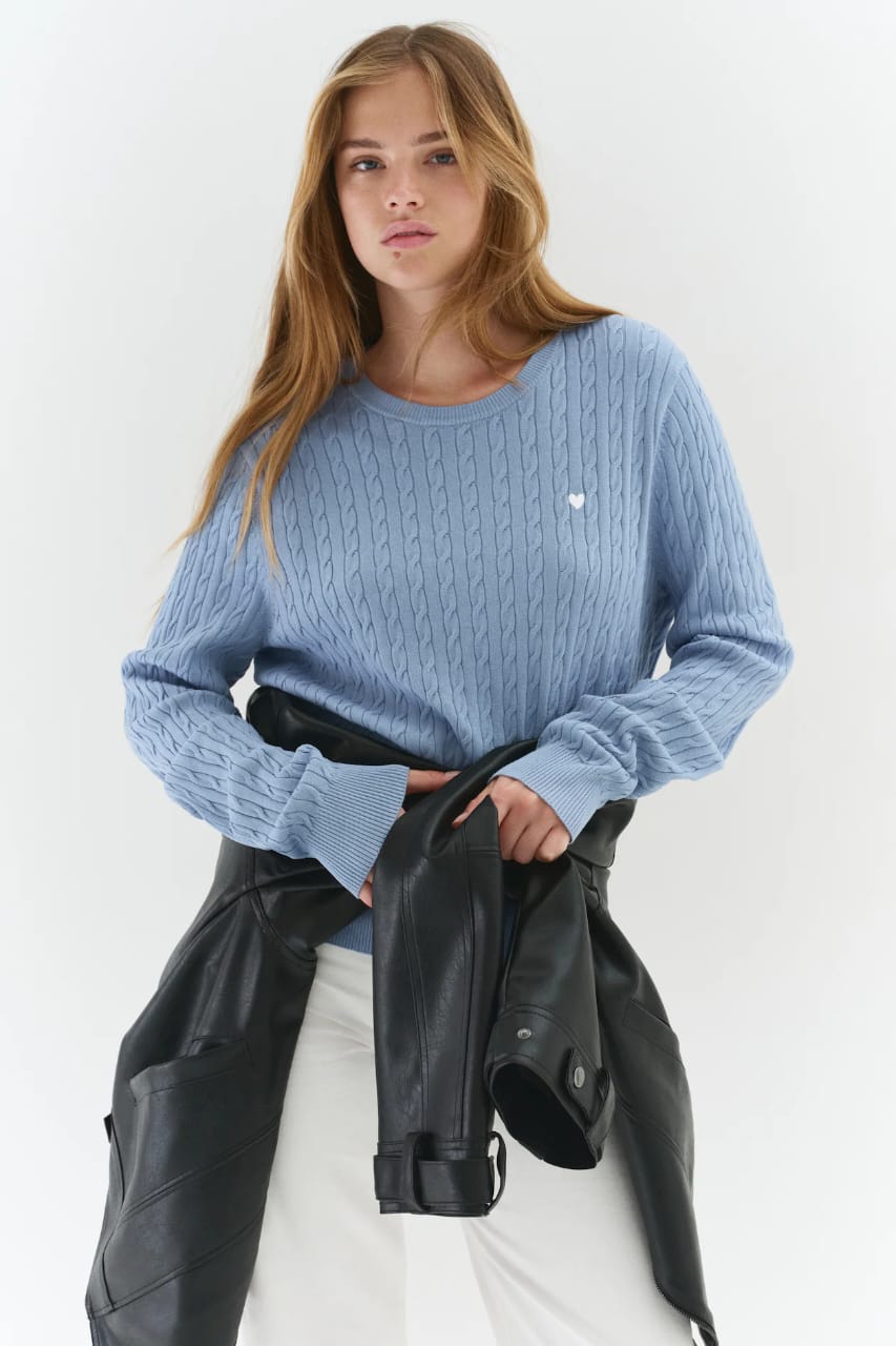 Light Blue Cable Knit Sweater