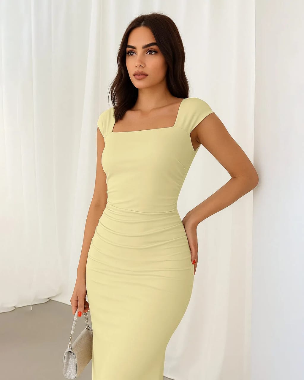 Elegant Yellow Midi Dress