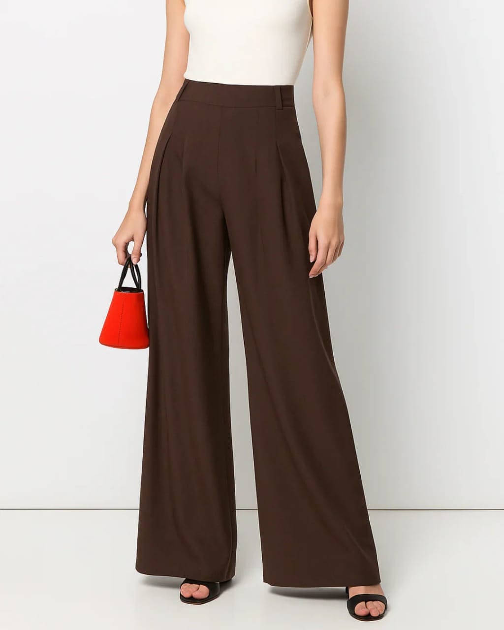 High-waisted wide-leg trousers