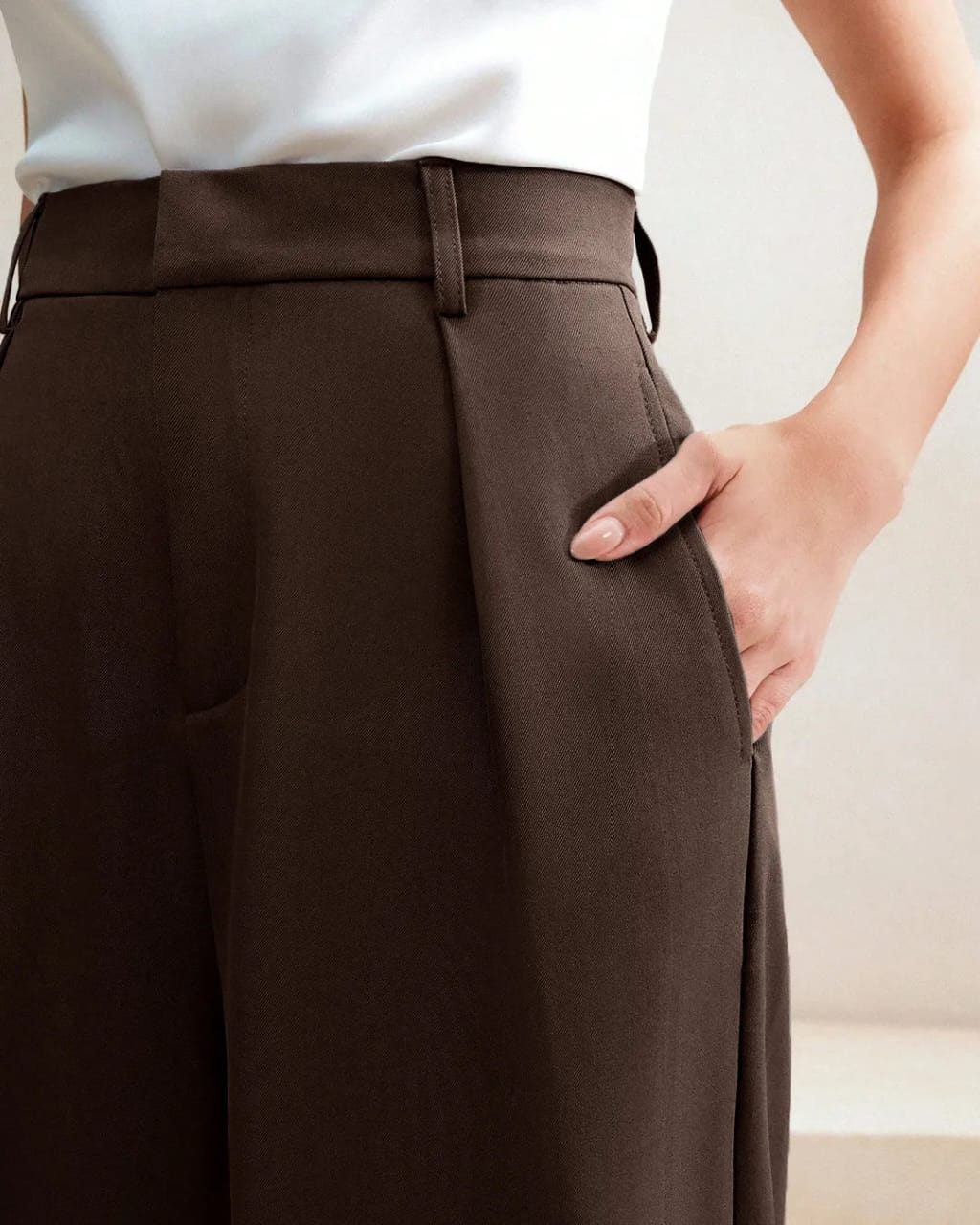 High-waisted wide-leg trousers