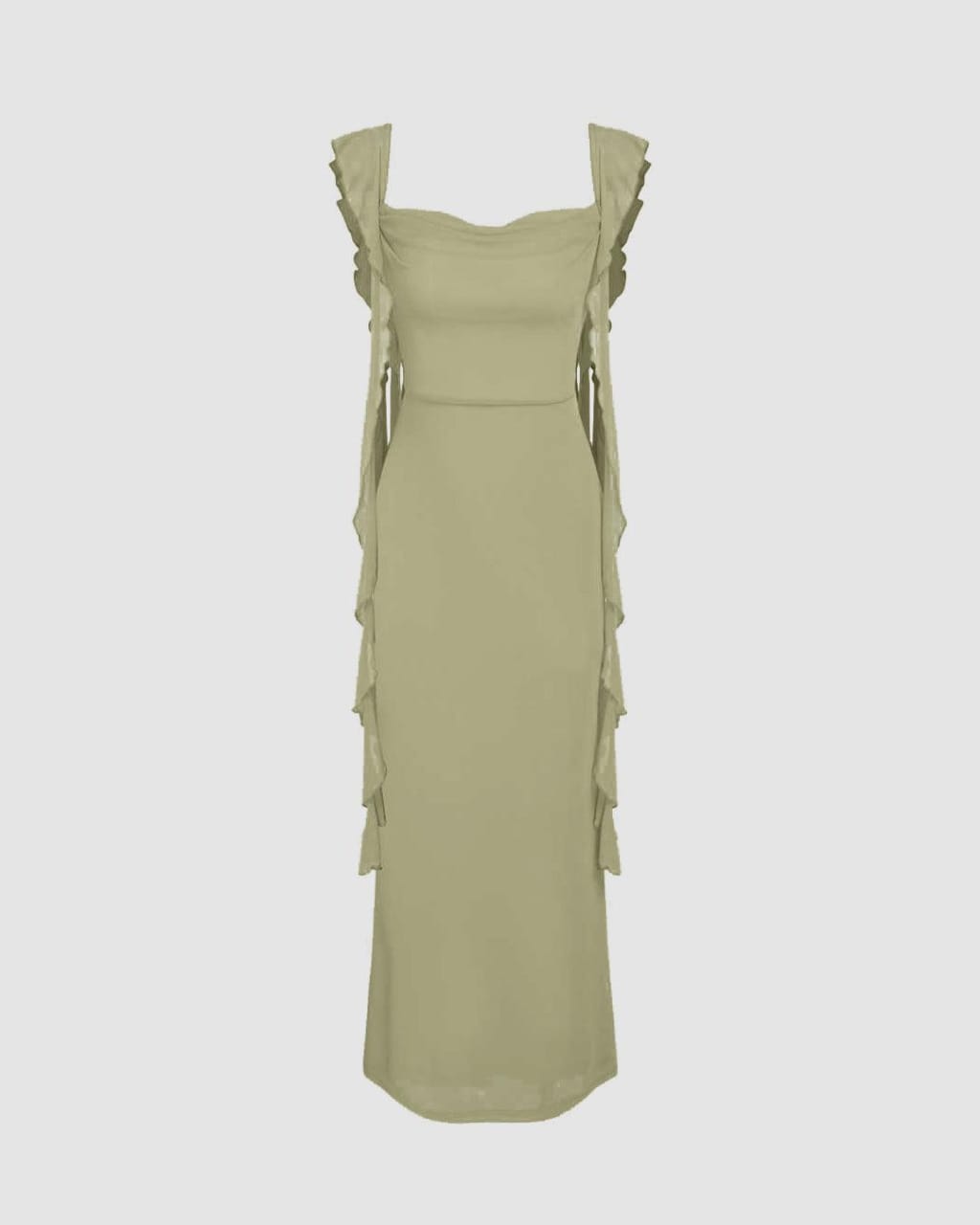 Elegant Olive Green Evening Gown