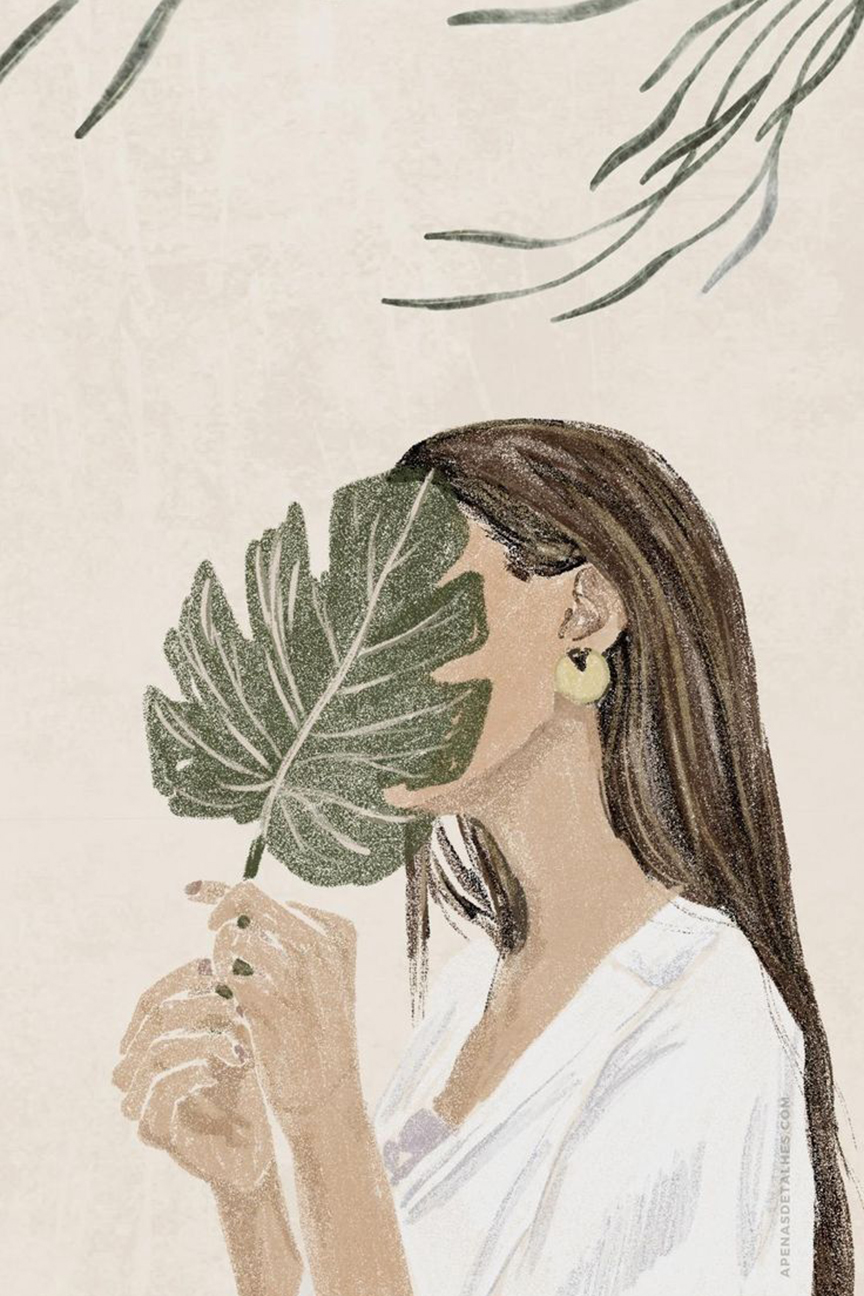 Botanical Woman Wall Art – Modern Nature-Inspired Illustration