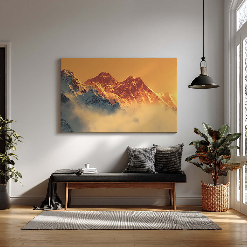 Golden Summit – Sunrise Over Majestic Mountain Peaks Wall Art