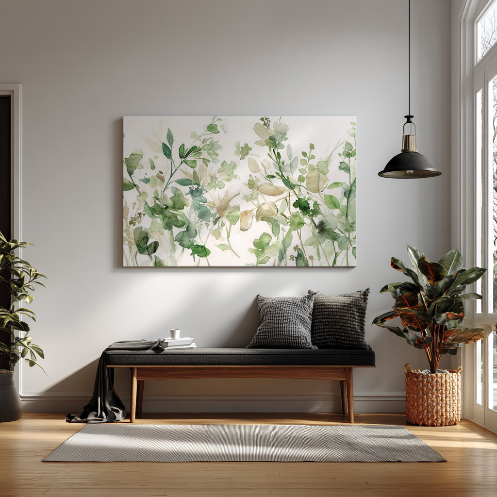 Whispers of Green – Botanical Watercolor Wall Art