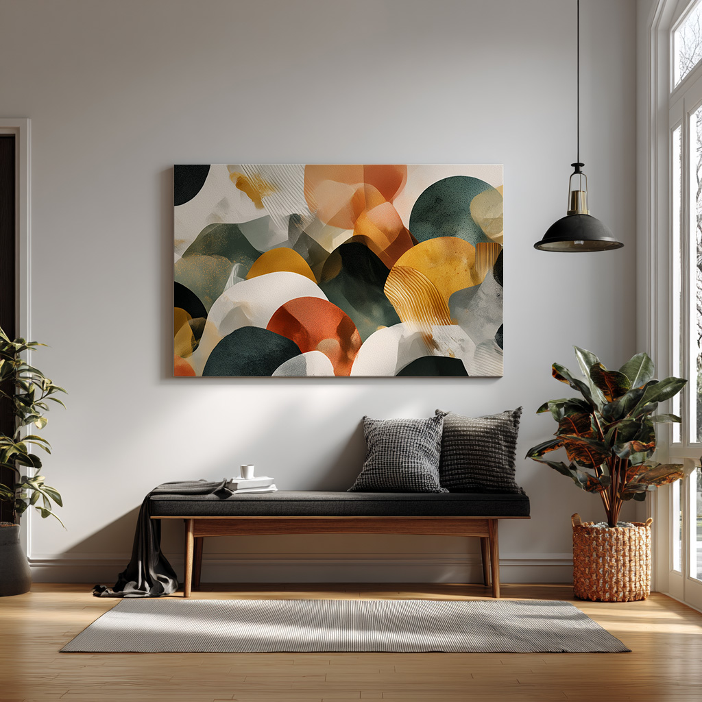 Modern Abstract Landscape Wall Art – Warm Earth Tones & Organic Shapes