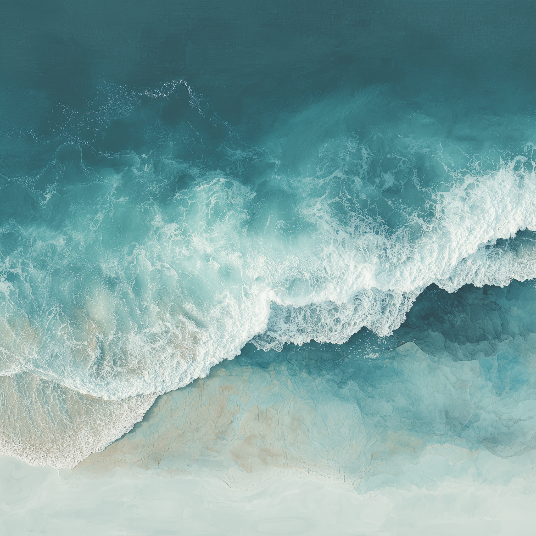 Azure Tide Serenity – Aerial Ocean Wave Wall Art