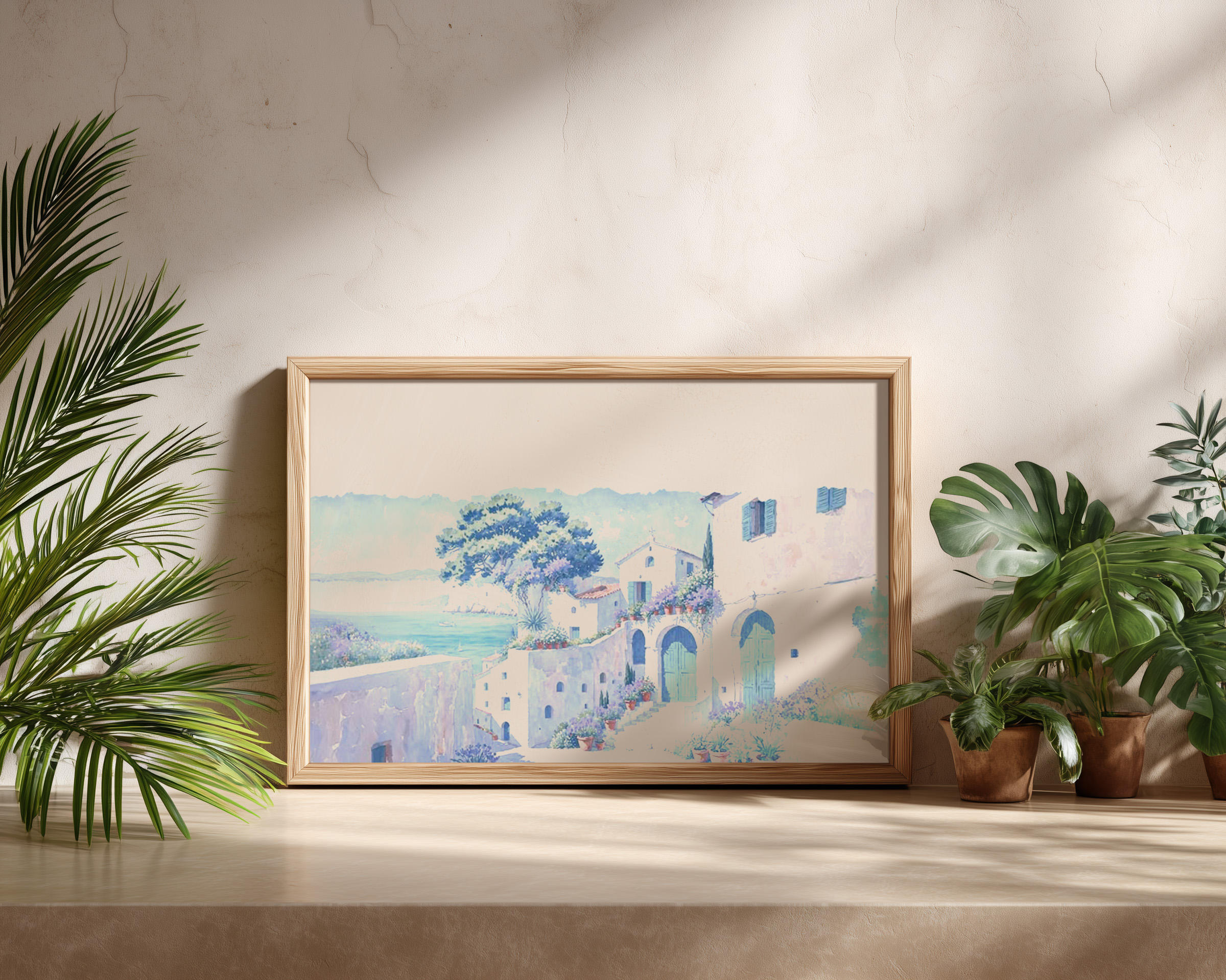 Mediterranean Serenity – Coastal Village Canvas Wall Art