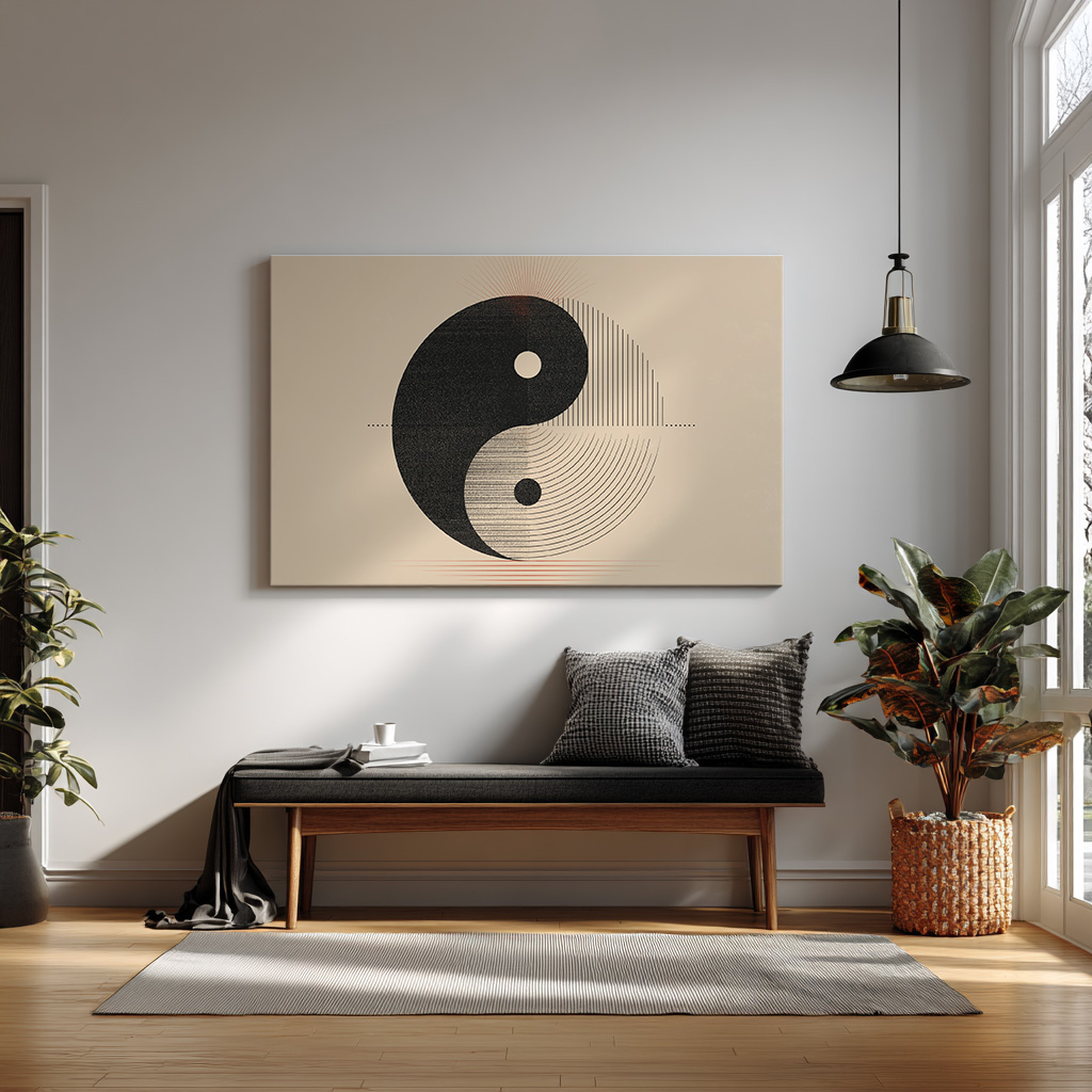 Modern Yin Yang Wall Art – Minimalist Balance Symbol Print