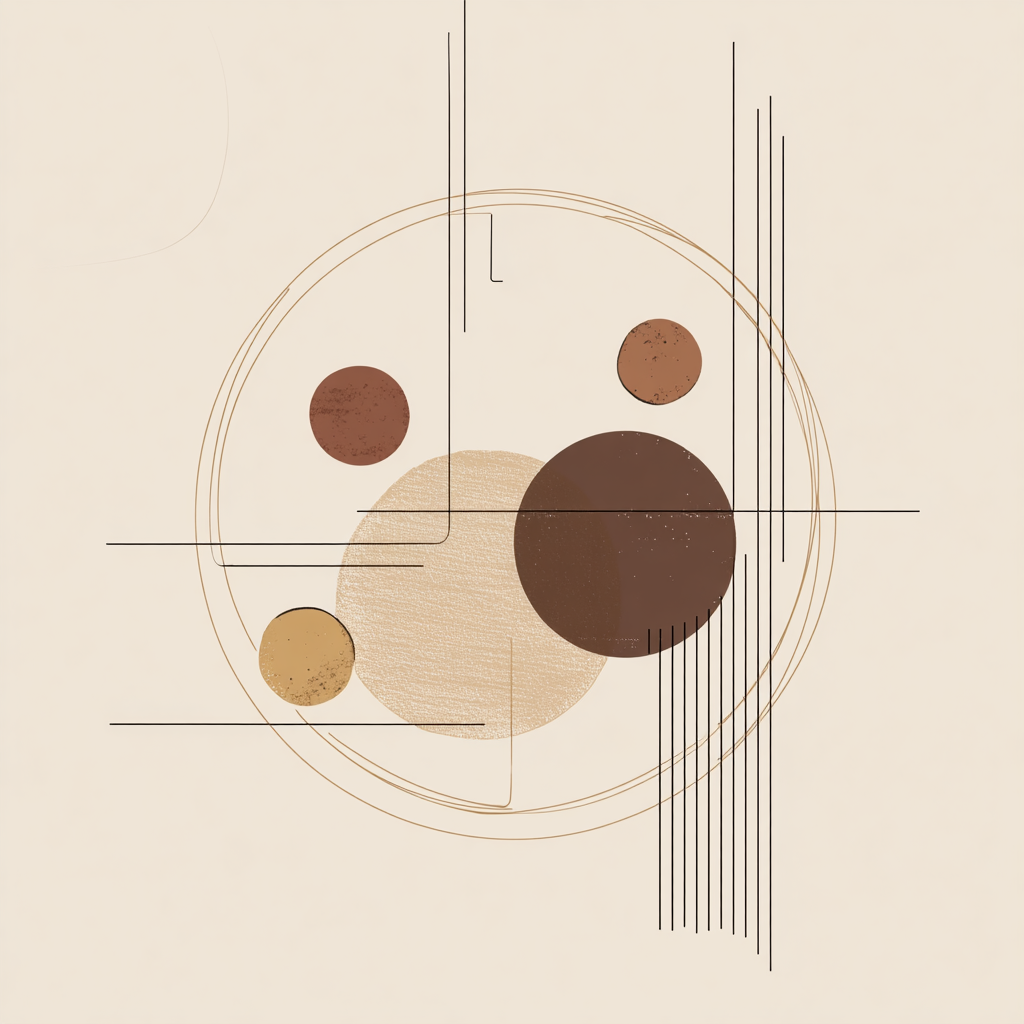 Minimalist Geometric Wall Art Print – Abstract Circles & Line Art in Warm Neutral Earth Tones